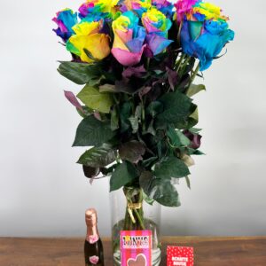 15 Rainbow rozen Mondial - Prosecco (piccolo) - Tony's roos - framboos