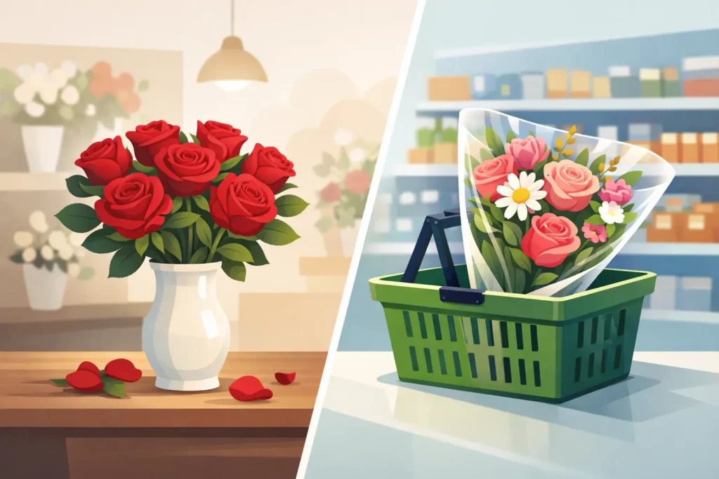 Verse rozen versus supermarktbloemen