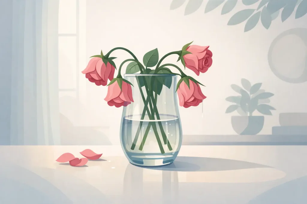 Waarom hangen rozen slap in de vaas?