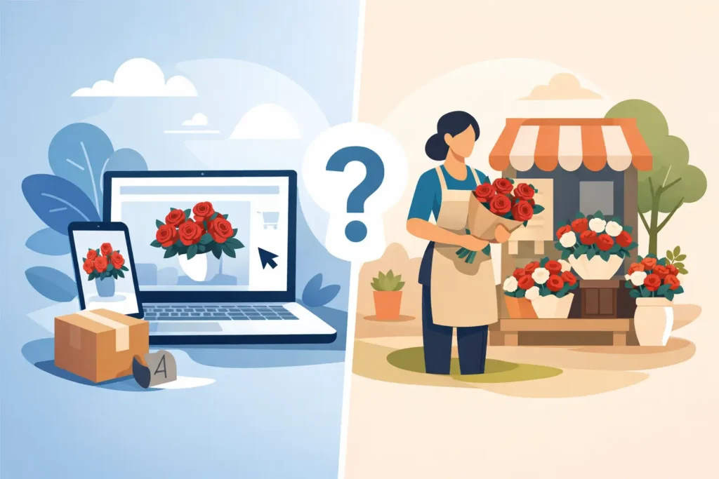 Rozenwebshop of lokale bloemist kiezen?