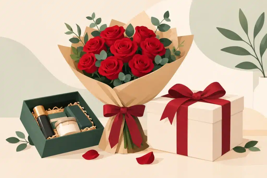 Rozen met cadeaupakket voor ieder moment