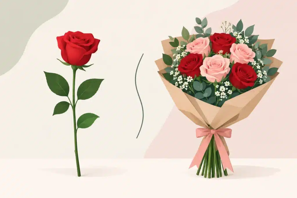 Rozen of een boeket wat is het verschil?